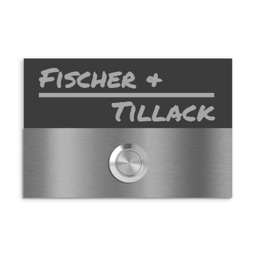 Türklingel Liverpool V2A Edelstahl mit LED & Gravur - Anthrazit/Weiß - 12x8cm