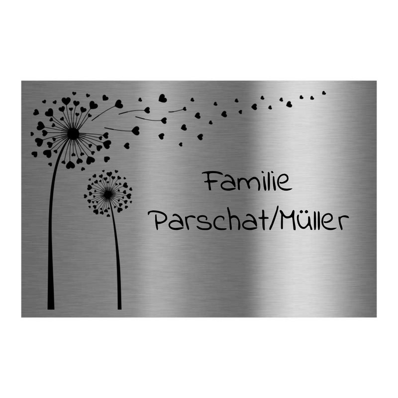 V2A Edelstahlschild in verschiedenen Größen, individuell personalisierbar.
