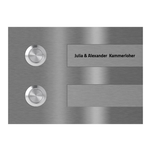 Hamburg 14 x 10 cm Edelstahl (V2A) Türklingel - Zweifamilienhaus Klingel - Gravurschild - Anthrazit / Weiß / Edelstahl - LED - Aufputz / Unterputz