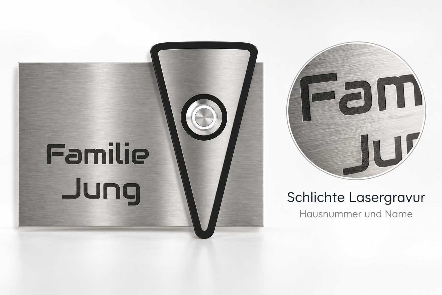 Türklingel Bern mit schlichter Lasergravur für Hausnummer und Name