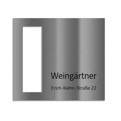 Dekorschild für "Eufy E340"aus V2A Edelstahl - 18 x 20 cm  oder 22 X 10 cm- Weiß / Anthrazit pulverbeschichtet oder Edelstahl gebürstet