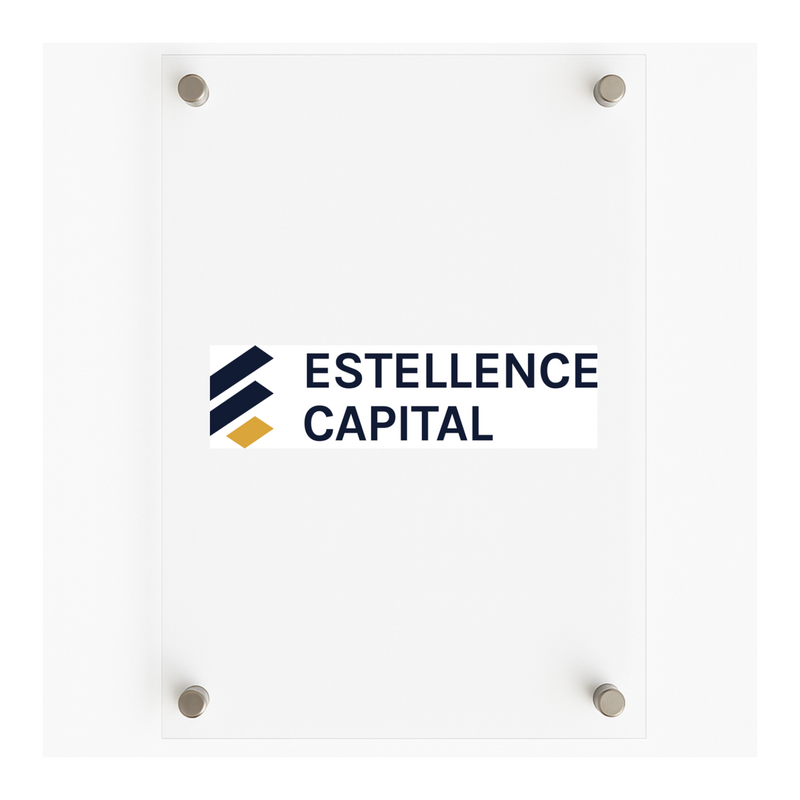 Firmenschild aus Acrylglas – 5 mm stark, personalisiert, inkl. Edelstahlhalter