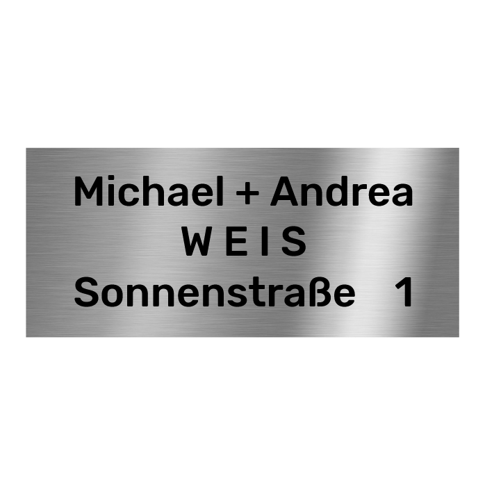V2A Edelstahlschild in verschiedenen Größen, individuell personalisierbar.
