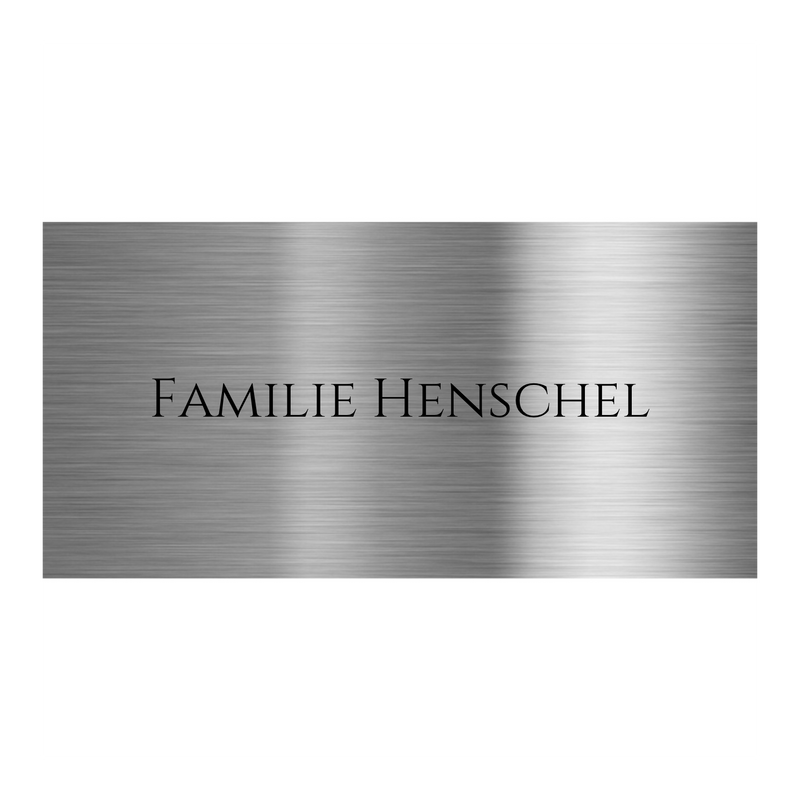 V2A Edelstahlschild in verschiedenen Größen, individuell personalisierbar.