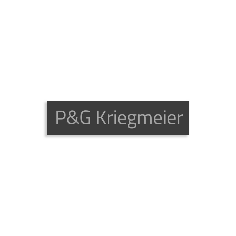 Farbige Edelstahlschilder in verschiedenen Größen. Individuell personalisierbar 40 Schriftarten über 200 Motive.