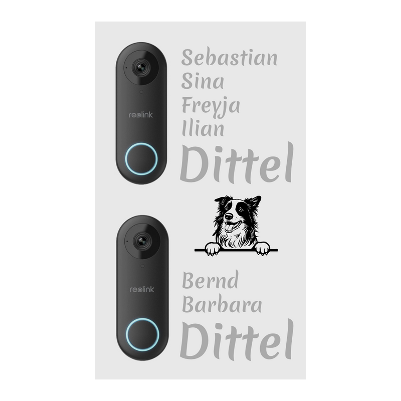 Türschild für Reolink Türklingel - Doppel-Klingel V2A Edelstahl 200x340mm