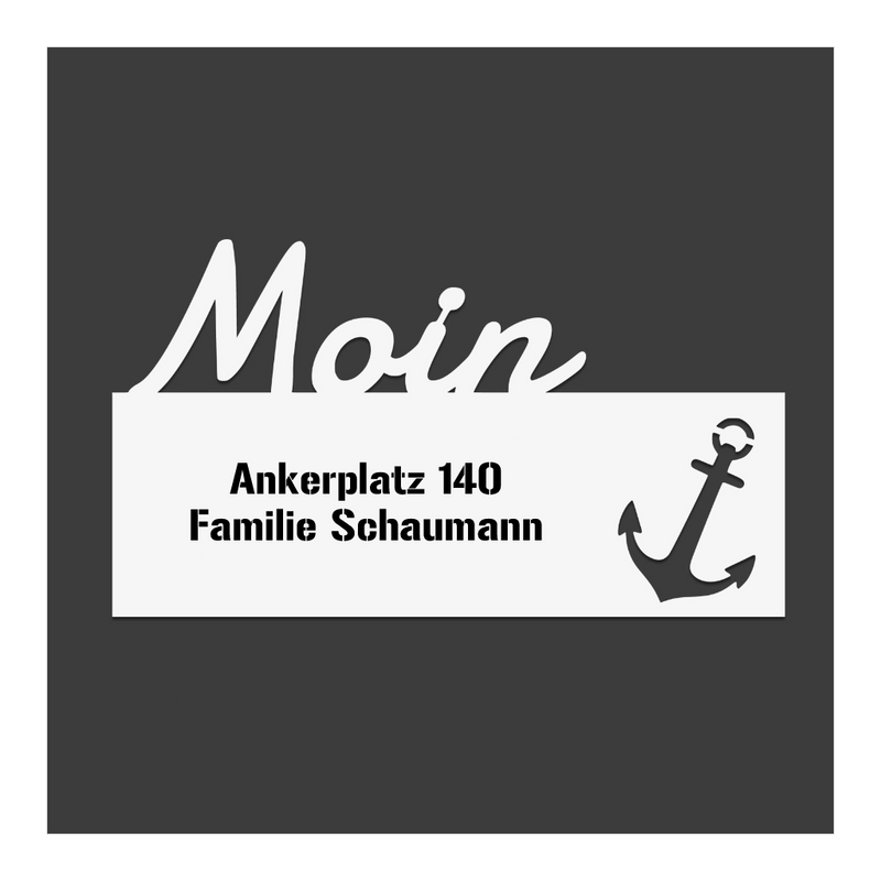 Edelstahl Türschild Moin - Personalisierbar Text ausgelasert
