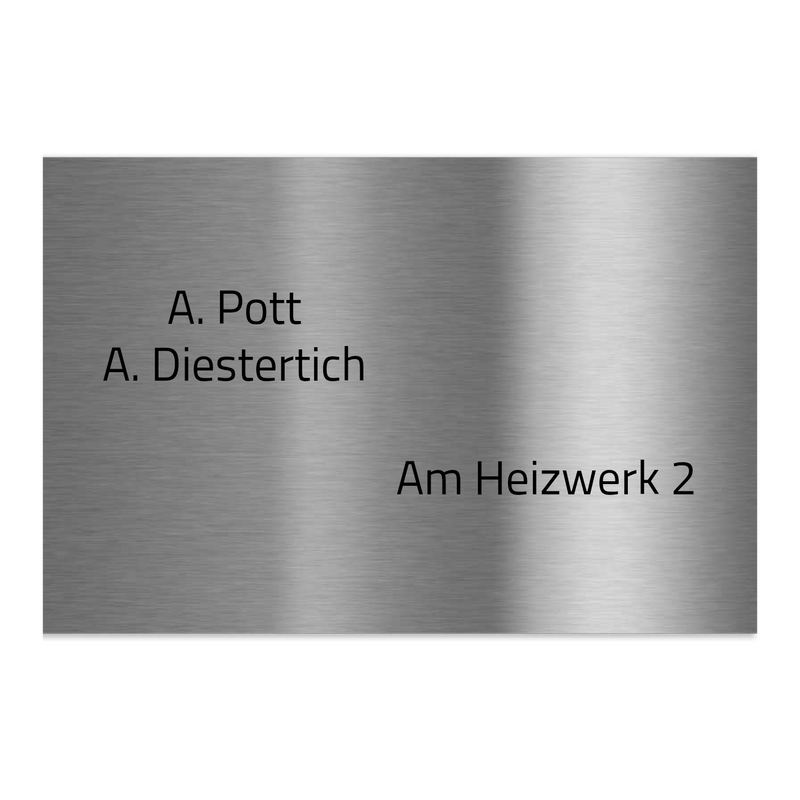 V2A Edelstahlschild in verschiedenen Größen, individuell personalisierbar.