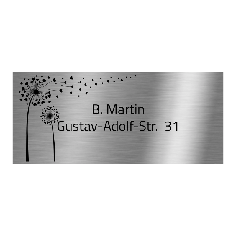 V2A Edelstahlschild in verschiedenen Größen, individuell personalisierbar.