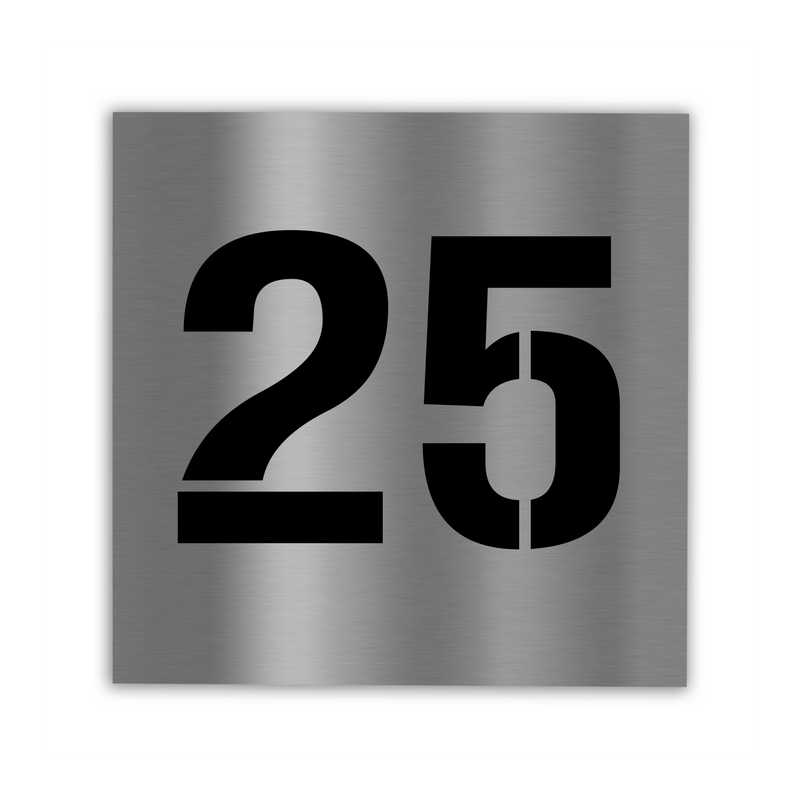 Edelstahl / Acryl Hausnummernschild 25×25 cm Hausnummer ausgelasert
