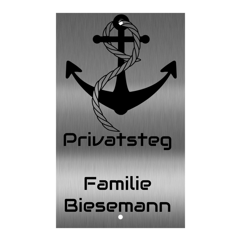 V2A Edelstahlschild in verschiedenen Größen, individuell personalisierbar.
