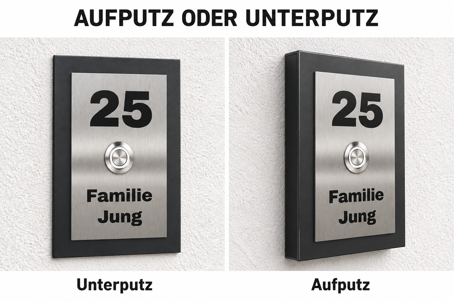 Dakota Türklingel im Vergleich als Unterputz- und Aufputzmontage