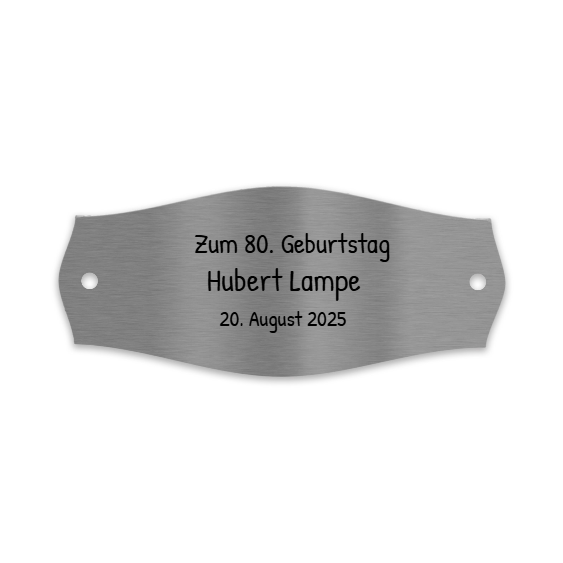 V2A Edelstahlschild in verschiedenen Größen, individuell personalisierbar.