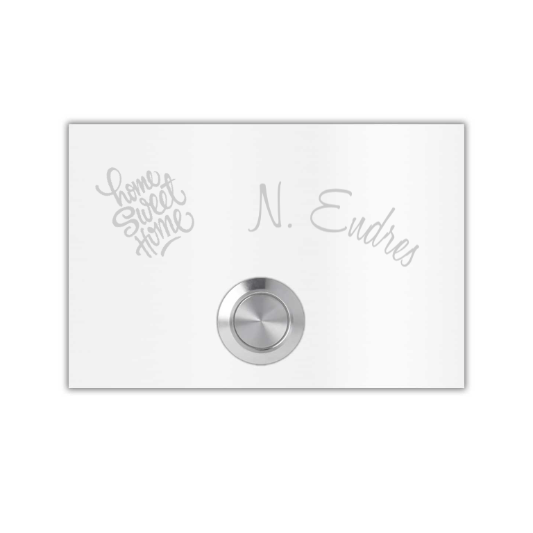 V2A Edelstahl Türklingel London 9x6cm - LED mit Lasergravur oder UV-Druck - Anthrazit/Weiß/Gebürstet
