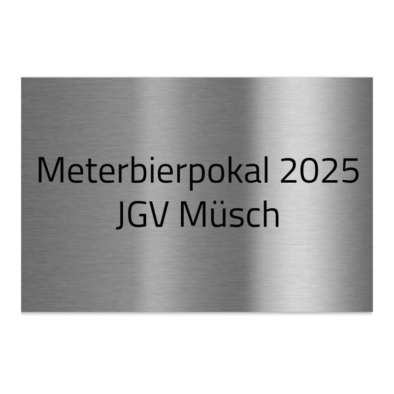 V2A Edelstahlschild in verschiedenen Größen, individuell personalisierbar.