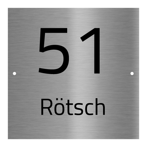 Edelstahl Hausnummernschild graviert 10×10 cm, 15×15 cm oder 20×20 cm