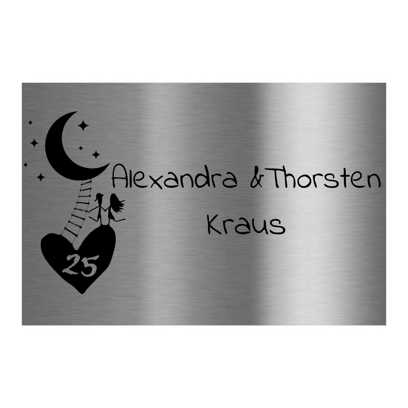 V2A Edelstahlschild in verschiedenen Größen, individuell personalisierbar.