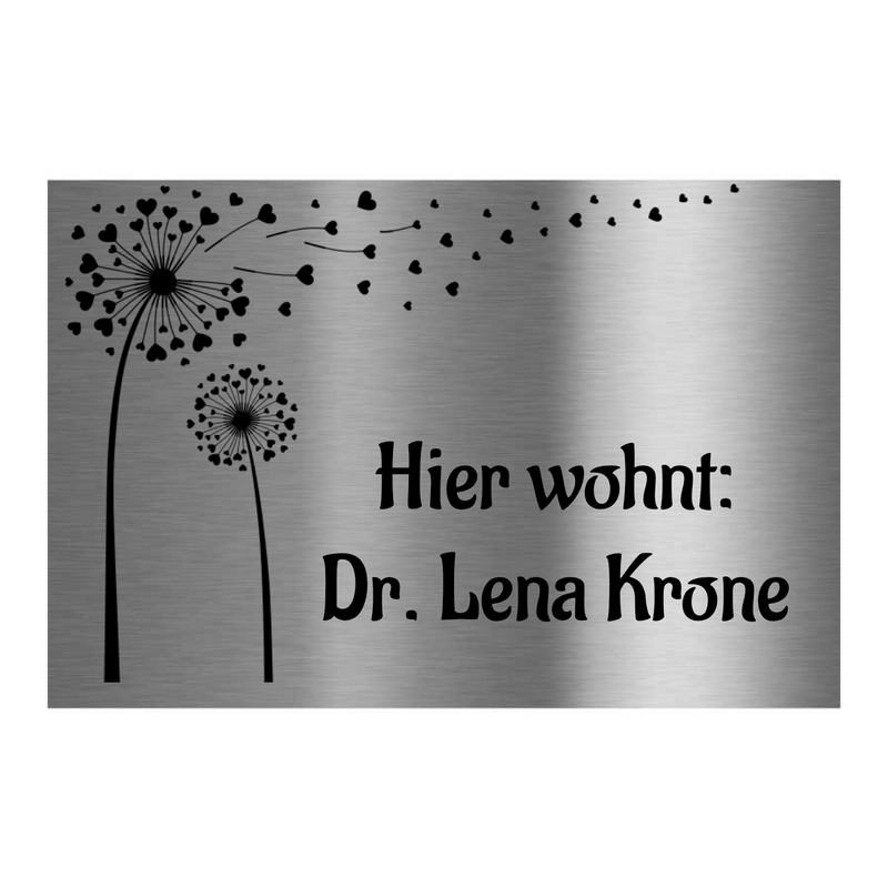 V2A Edelstahlschild in verschiedenen Größen, individuell personalisierbar.