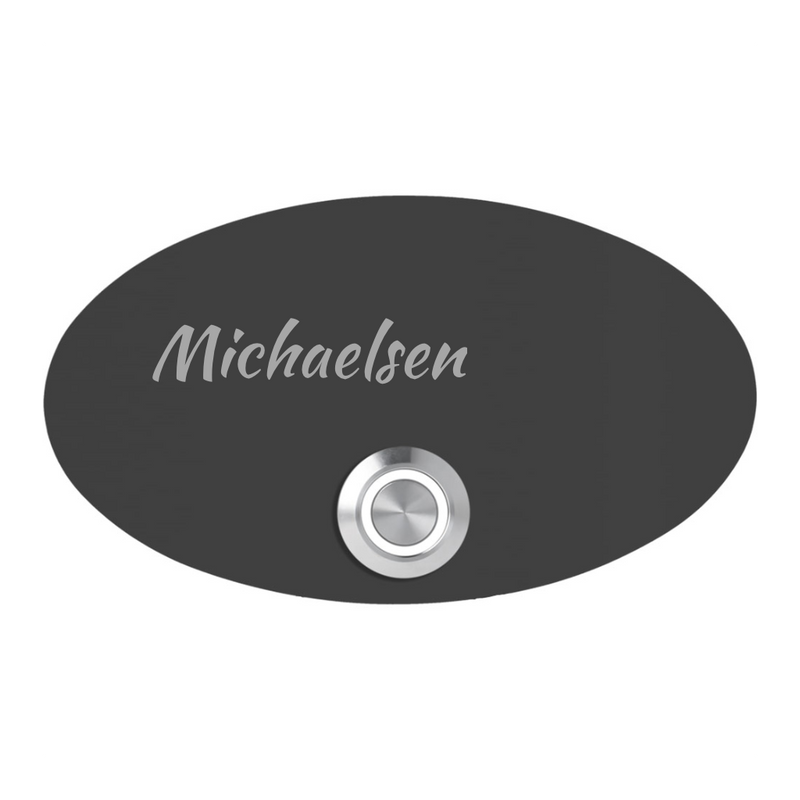 Rom 14 x 8 cm oval Edelstahl (V2A) Türklingel - mit Gravur - LED - Unterputzklingel