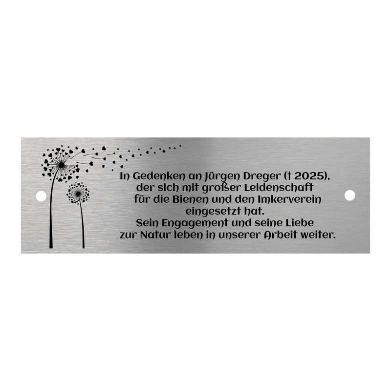 V2A Edelstahlschild in verschiedenen Größen, individuell personalisierbar.