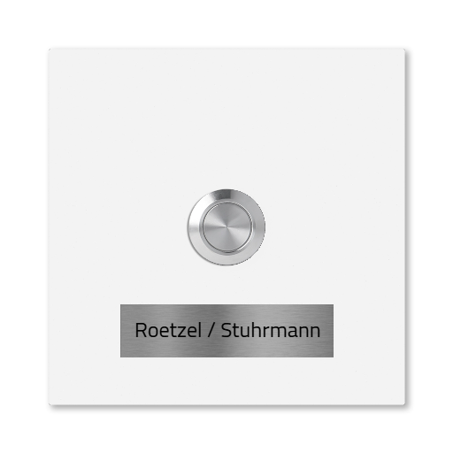 Bochum 10 x 10 cm Edelstahl (V2A) Türklingel - mit auswechselbaren Edelstahlschild zur Gravur - Anthrazit / Weiß - LED -  Aufputz / Unterputz