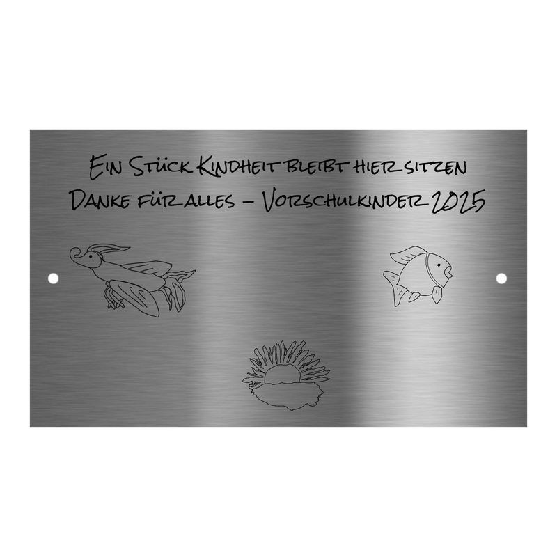 V2A Edelstahlschild in verschiedenen Größen, individuell personalisierbar.