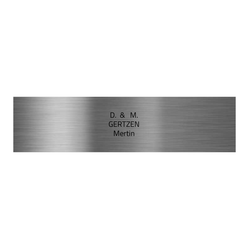 V2A Edelstahlschild in verschiedenen Größen, individuell personalisierbar.