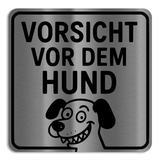 Edelstahl-Warnschild – „Vorsicht vor dem Hund“ – modernes Design, wetterfest und ideal für Haustür, Zaun oder Gartenbereich
