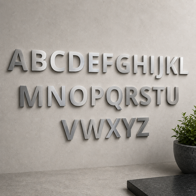 Edelstahlbuchstaben A–Z – Open Sans – V2A Edelstahl