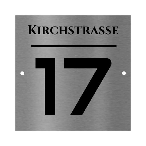 Edelstahl Hausnummernschild graviert 10×10 cm, 15×15 cm oder 20×20 cm
