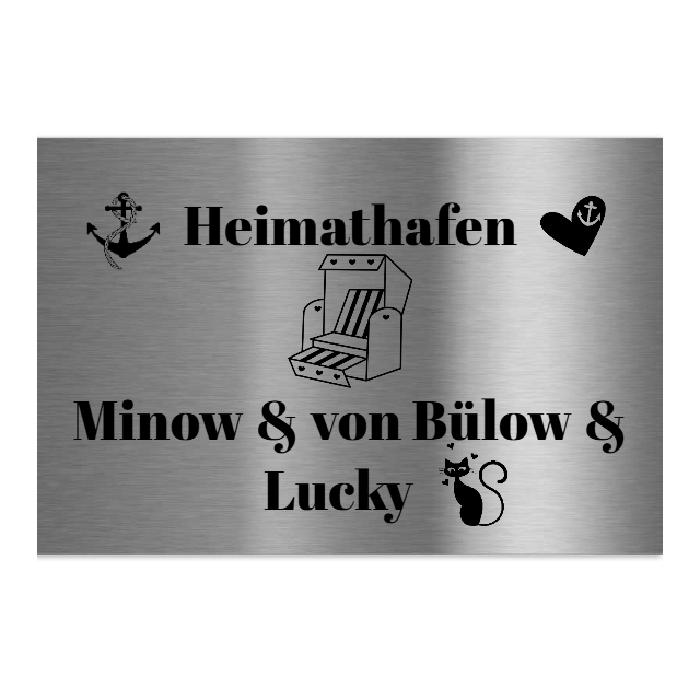 V2A Edelstahlschild in verschiedenen Größen, individuell personalisierbar.