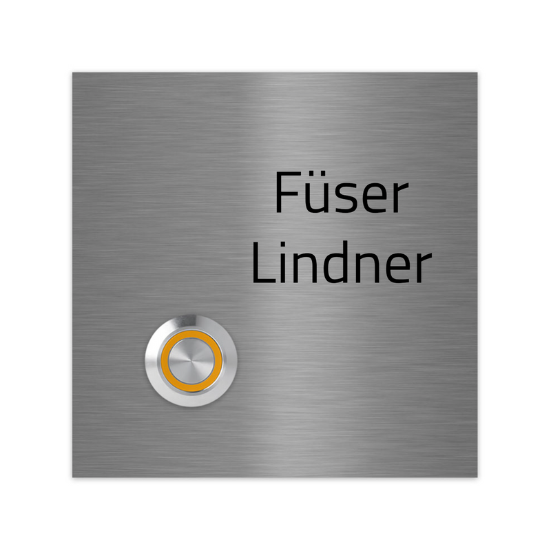 Lünen Premium Türklingel 10x10cm - V2A Edelstahl mit LED & Gravur - Anthrazit/Gebürstet