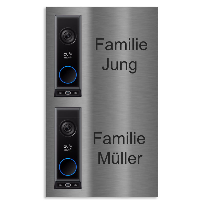 Eufy E340 Dekorschild V2A Edelstahl - Zweifamilienhaus 200x340mm