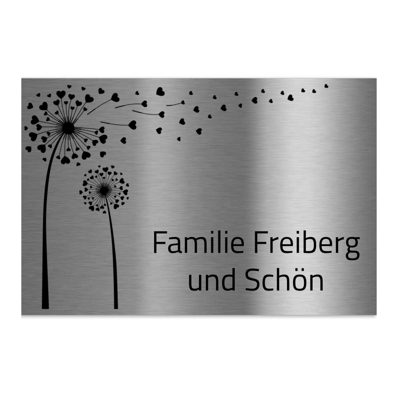 V2A Edelstahlschild in verschiedenen Größen, individuell personalisierbar.
