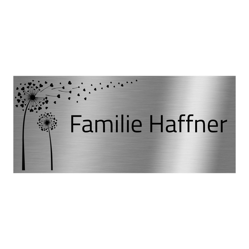 V2A Edelstahlschild in verschiedenen Größen, individuell personalisierbar.
