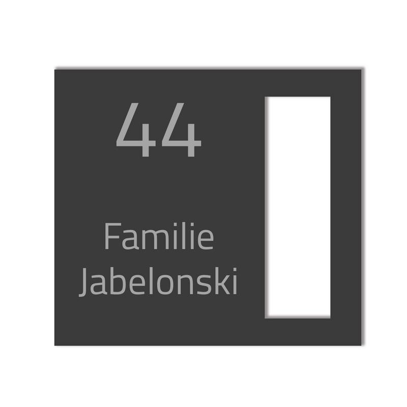 Dekorschild für "Eufy E340"aus V2A Edelstahl - 18 x 20 cm  oder 22 X 10 cm- Weiß / Anthrazit pulverbeschichtet oder Edelstahl gebürstet
