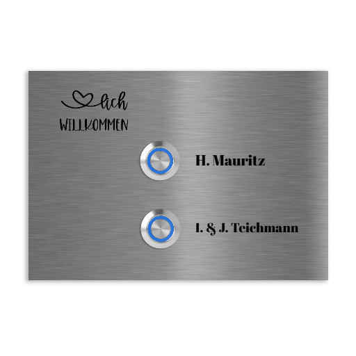 Lübeck 17 x 12 cm Edelstahl (V2A) Türklingel für Zweifamilienhäuser - mit Gravur - Anthrazit / Weiß pulverbeschichtet - LED - Aufputz / Unterputz