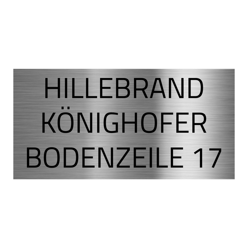 V2A Edelstahlschild in verschiedenen Größen, individuell personalisierbar.