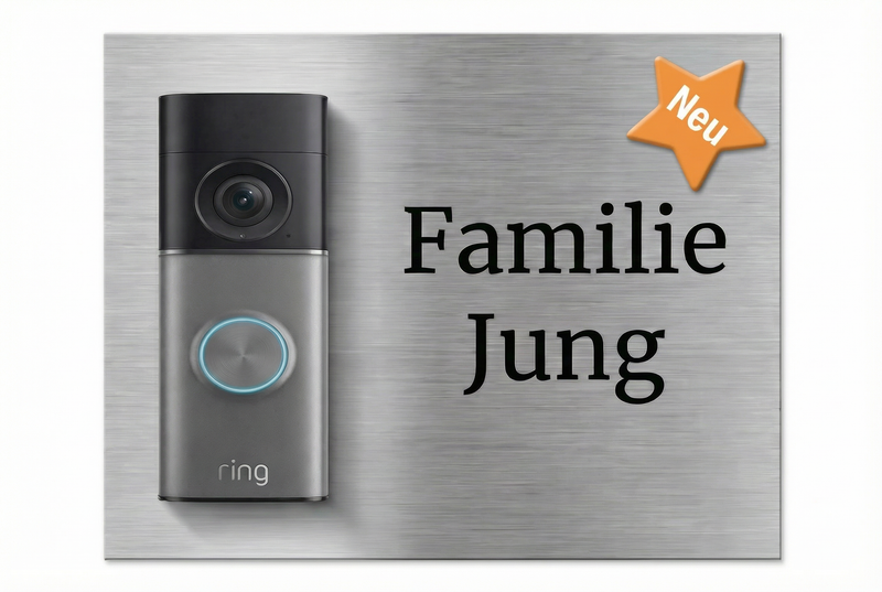 Ring Video Doorbell Plus & Pro Dekorschild - V2A Edelstahl personalisierbar