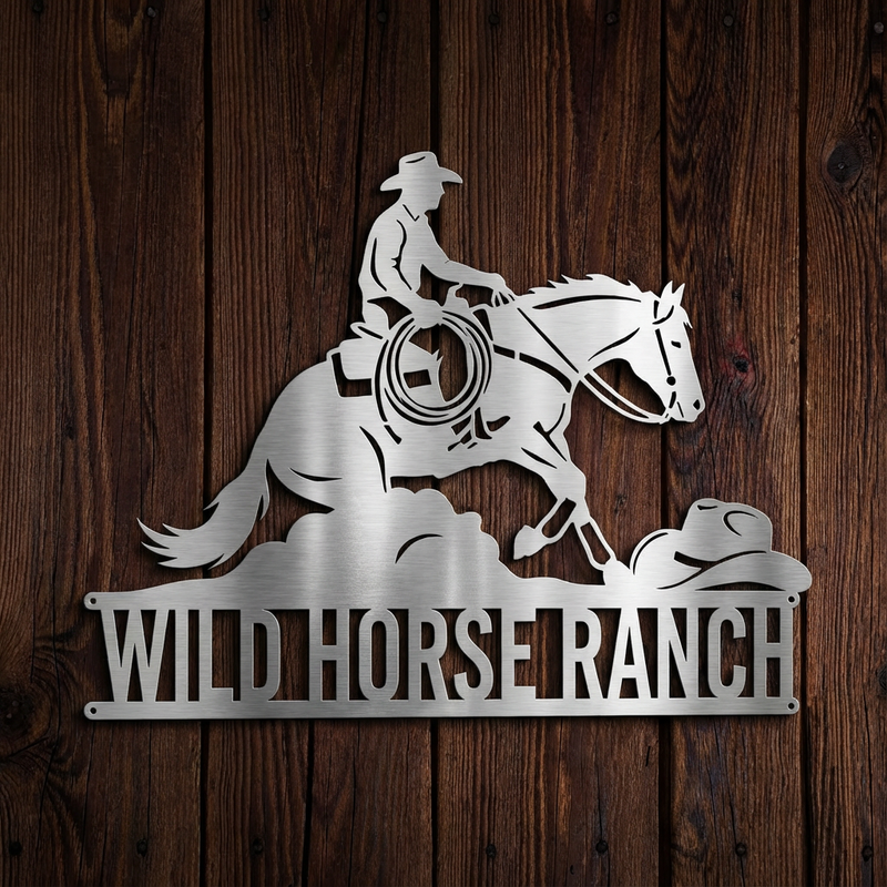 Westernreiten Schild aus V2A Edelstahl – personalisierbar