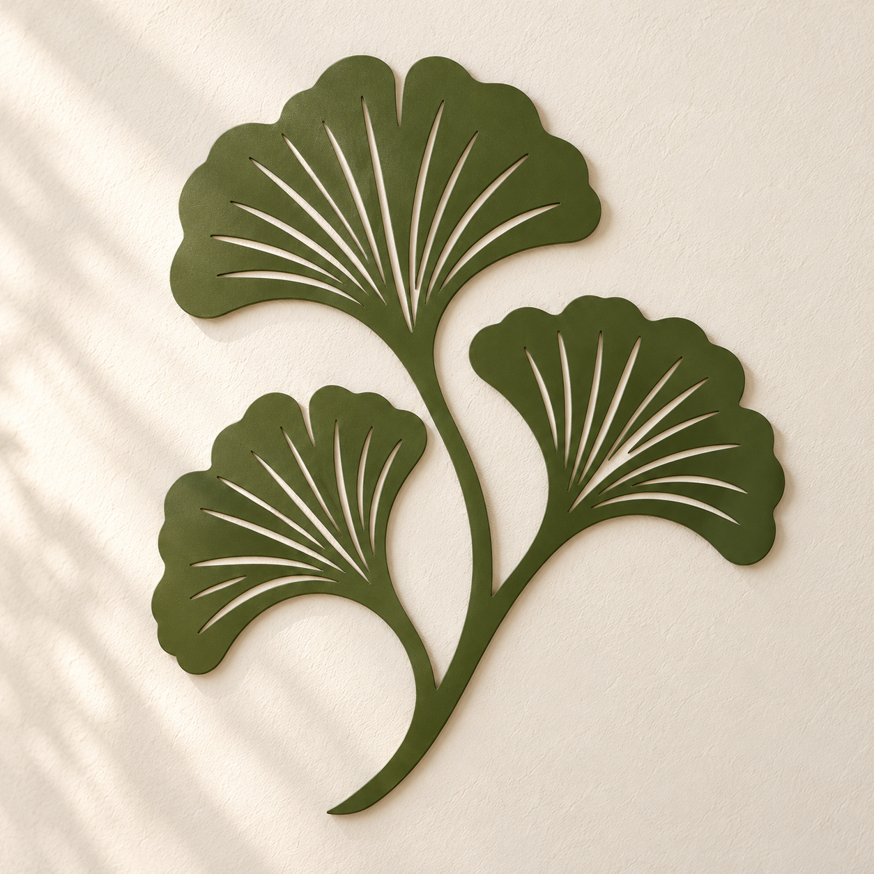 Ginkgo Wanddeko aus 2 mm V2A Edelstahl – quadratische Gestaltungsansicht