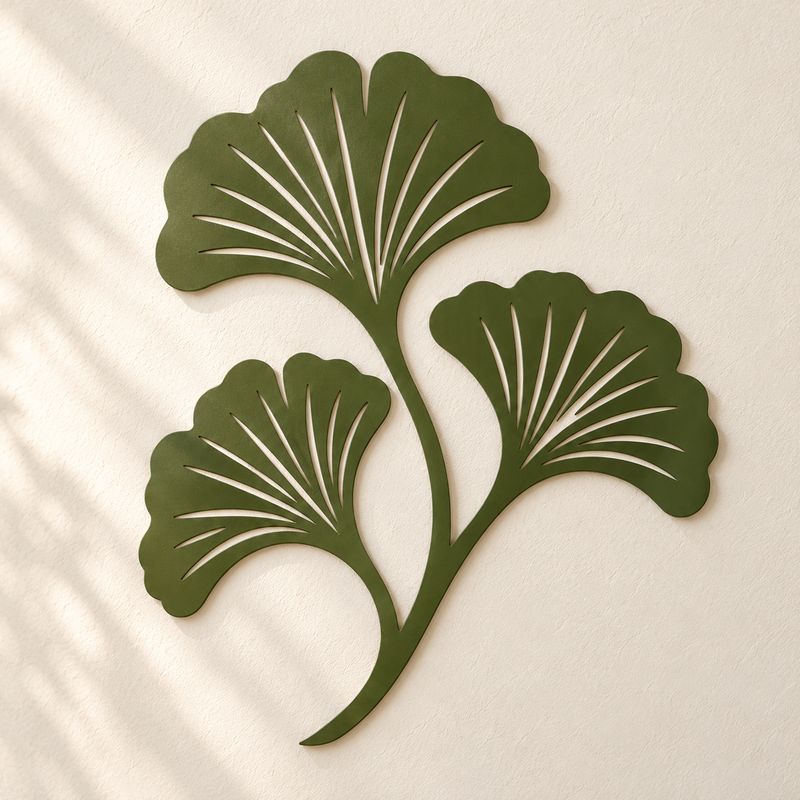 Ginkgo Wanddeko aus 2 mm V2A Edelstahl – 20–90 cm