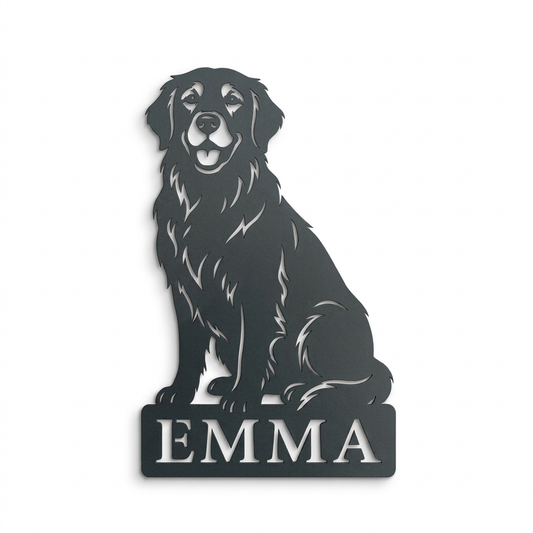 Personalisiertes Golden Retriever Namensschild Emma in Anthrazit RAL 7016