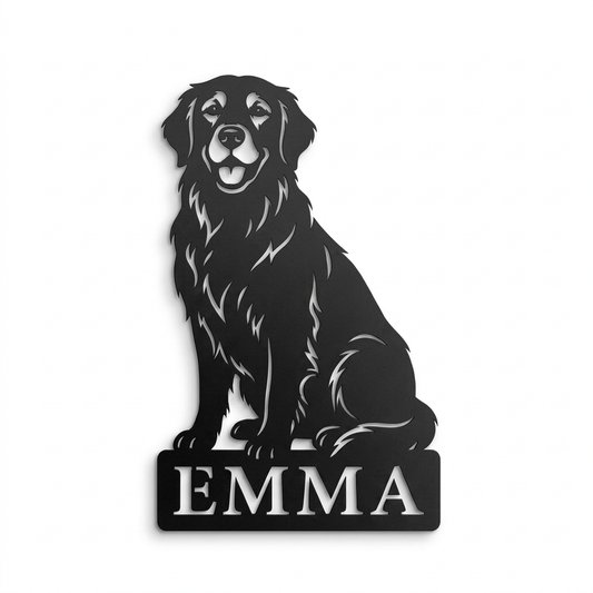 Personalisiertes Golden Retriever Namensschild Emma in Schwarz RAL 9005