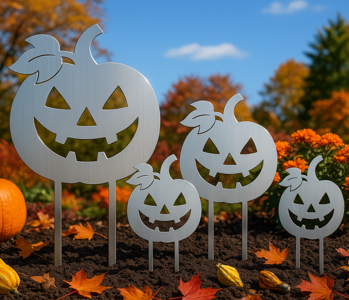 Halloween Gartenstecker bei Tageslicht - V2A Edelstahl