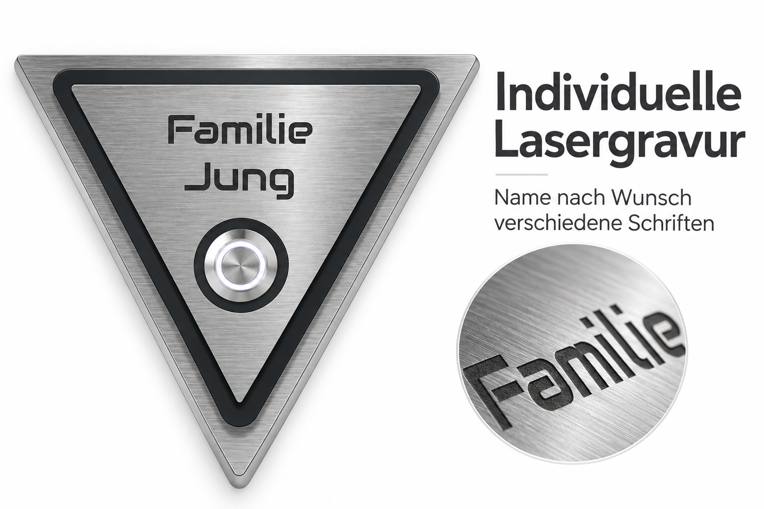 Individuelle Lasergravur auf der Edelstahl-Türklingel Hamm