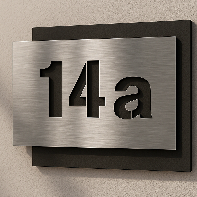 V2A Edelstahl Hausnummer Premium - Personalisierbar 18x15cm & 23x20cm