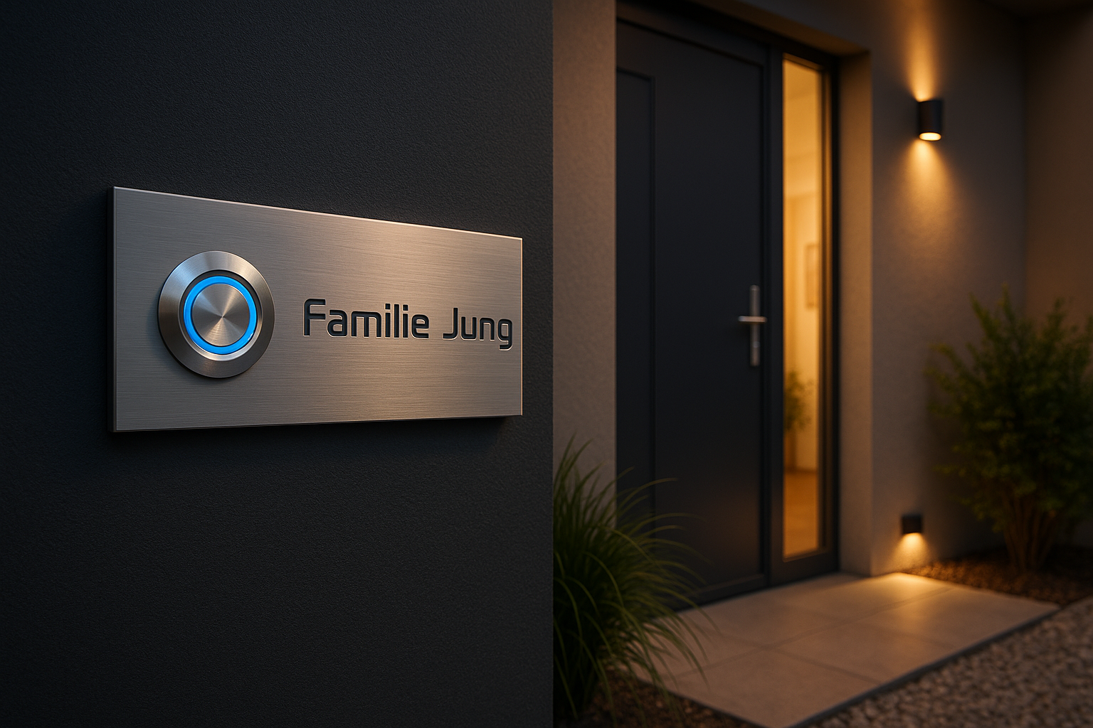 Lifestyle-Bild der V2A Edelstahl Türklingel Familie Jung