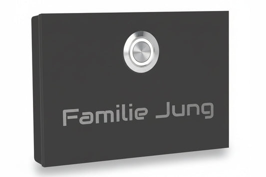 Türklingel London 12 × 8 cm in Anthrazit mit Gravur und LED-Taster