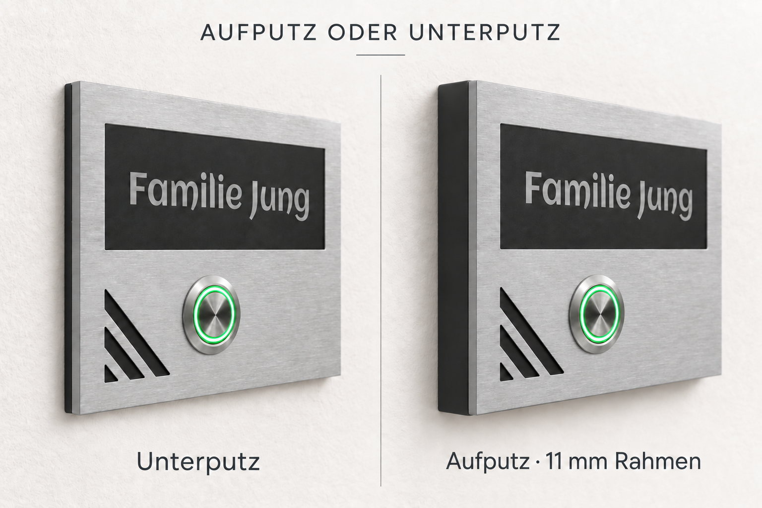 Türklingel Los Angeles – Unterputz oder Aufputz mit bündigem 11-mm-Rahmen